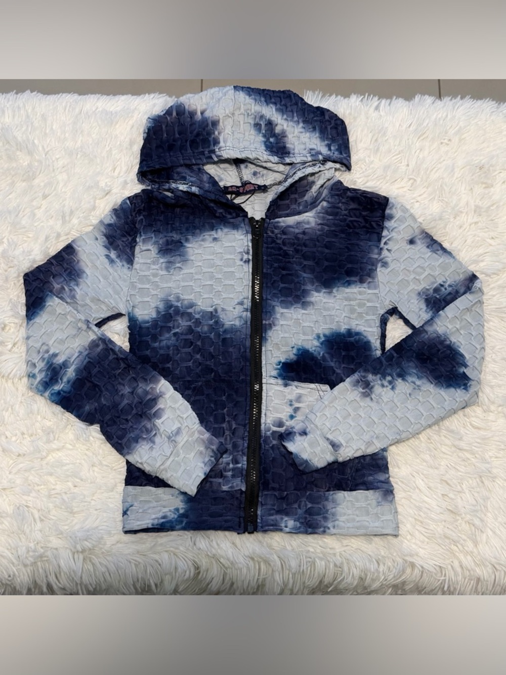 Women’s Tie-Dye Hooded Zip Jacket - Navy/Light Blue